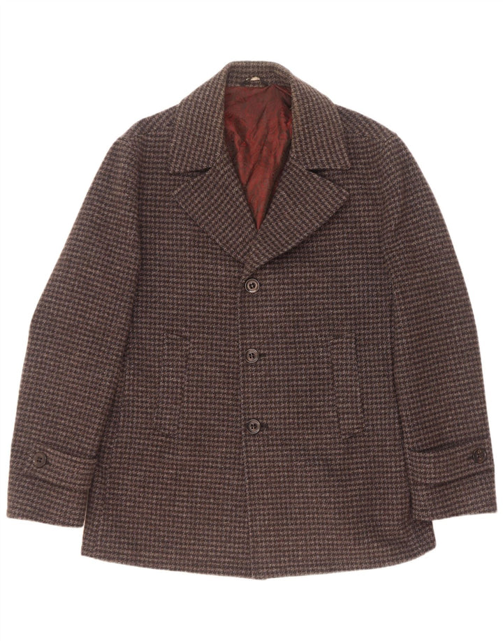 Cappotto da marinaio vintage da uomo IT 54 XL in lana pied de poule grigia