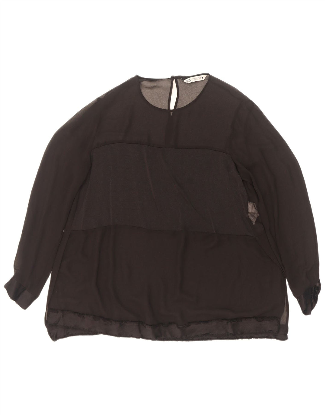 Camicetta a maniche lunghe da donna Zara UK 10 piccola poliestere nero