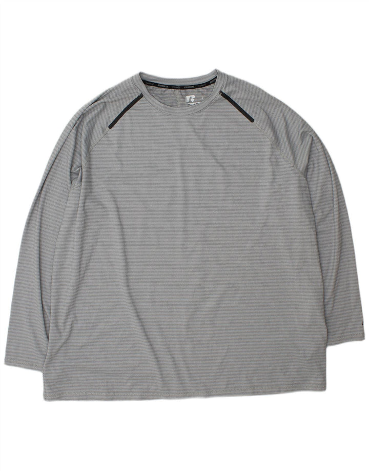 RUSSELL ATHLETIC Maglia da uomo Dri-Power a maniche lunghe XL gessata grigia