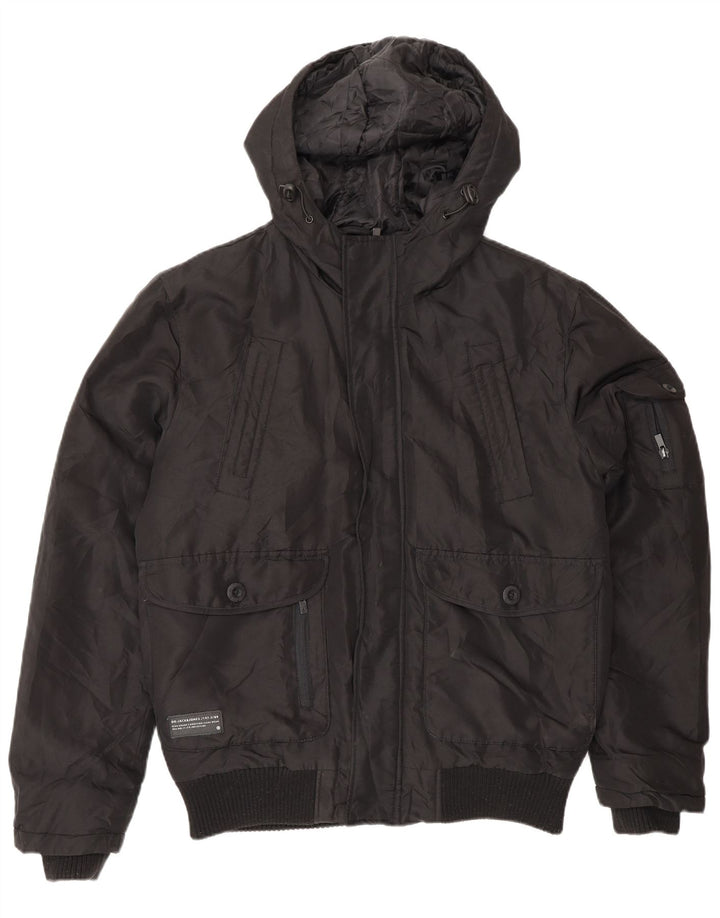 Giubbotto bomber con cappuccio da uomo Jack & Jones UK 36 Small Nero Poliammide