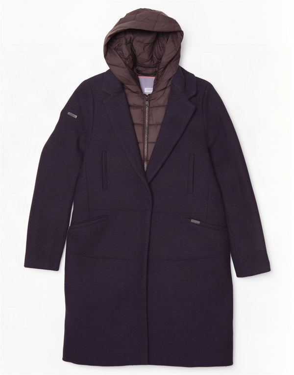 Soprabito con cappuccio da donna Superdry UK 10 Small Lana blu navy