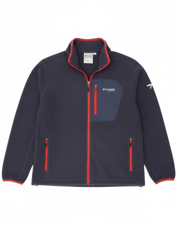 Giacca in pile Columbia da uomo in titanio UK 42 XL poliestere blu navy