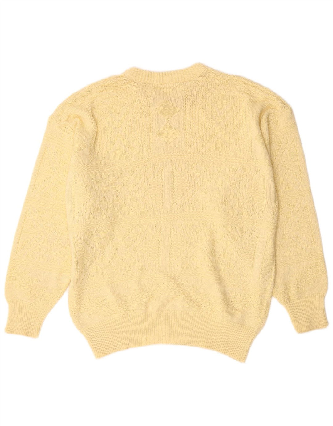 Maglione vintage da uomo con scollo a barca grande giallo
