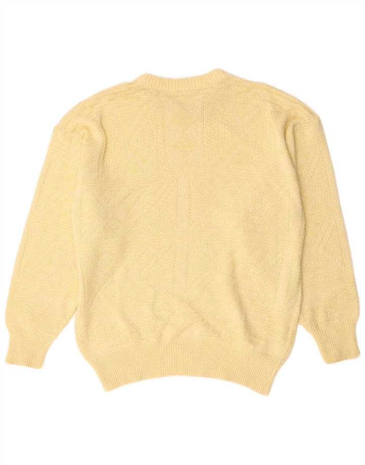 Maglione vintage da uomo con scollo a barca grande giallo
