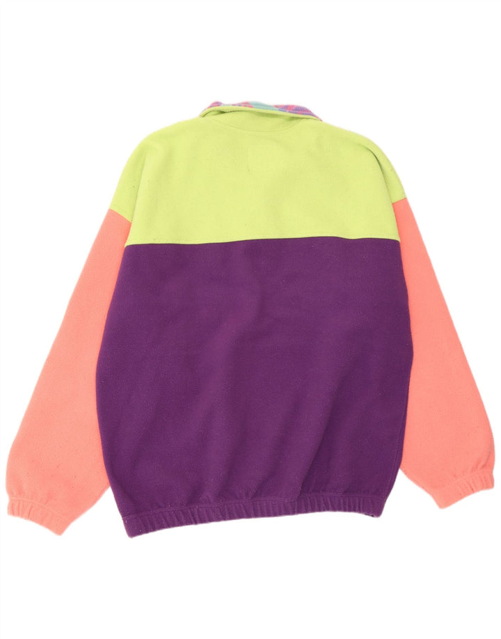 Maglione in pile da uomo Benetton con zip e collo XL Poliestere geometrico multicolore