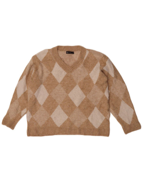 Maglione maglione con scollo a V da donna Marks & Spencer UK 10 piccolo Beige