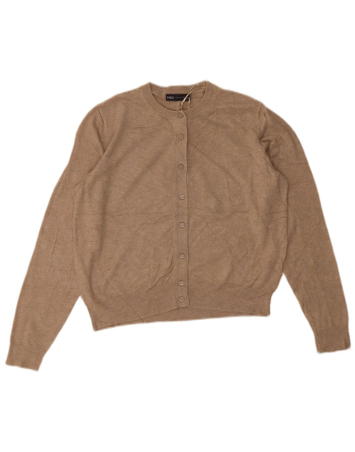 Maglione cardigan corto da donna Marks & Spencer UK 14 Viscosa beige medio