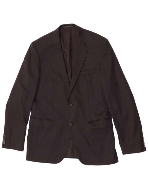 Giacca blazer da uomo a 2 bottoni Cerruti 1881 UK 40 grande lana vergine nera