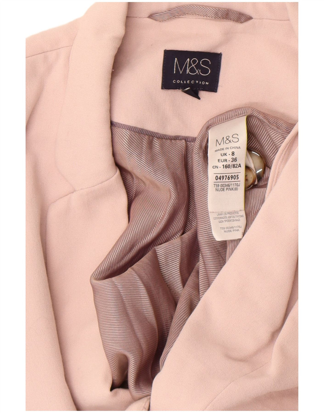 Giacca blazer a 1 bottone Marks & Spencer da donna UK 8 piccola poliestere rosa