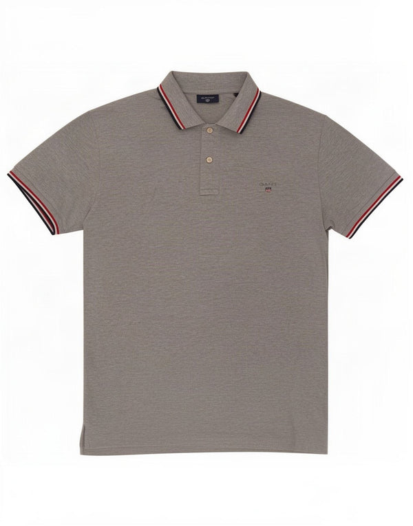 Polo da uomo Gant in cotone mélange grigio medio