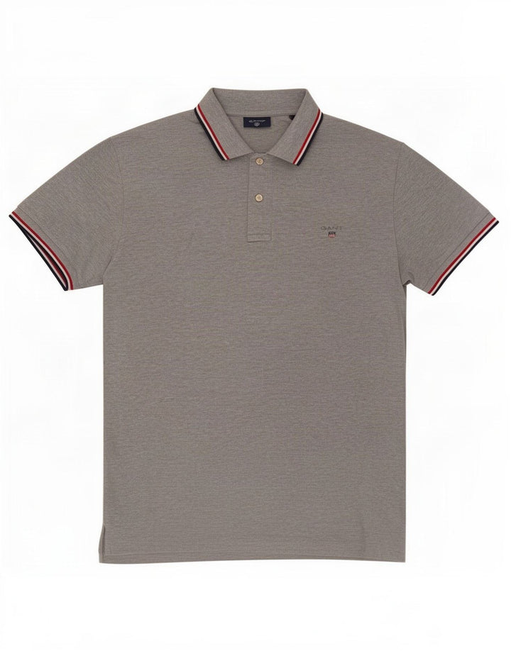 Polo da uomo Gant in cotone mélange grigio medio
