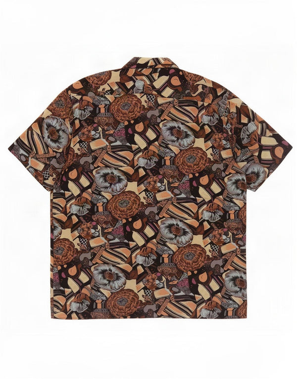 Camicia vintage da uomo a maniche corte XL marrone floreale