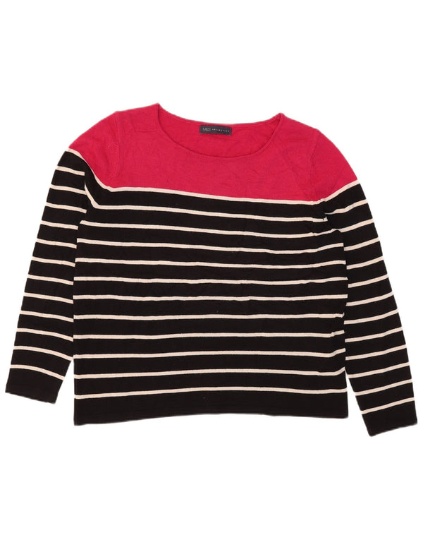 Maglione maglione con scollo a barca da donna Marks & Spencer UK 16 grandi righe nere