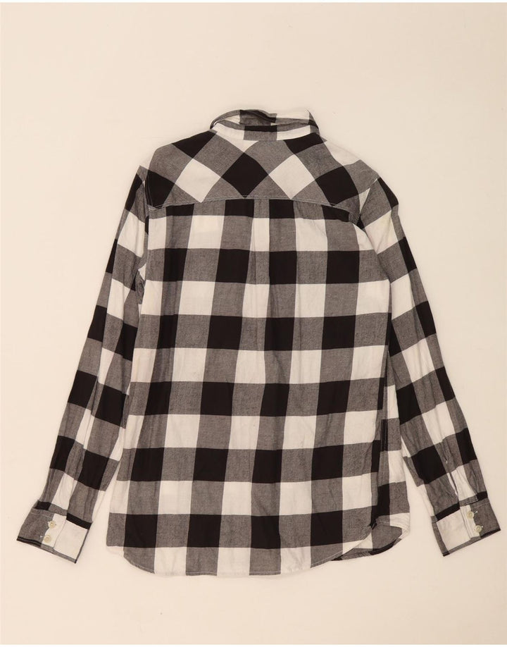 Camicia da donna Eddie Bauer UK 10 piccolo cotone a quadretti grigio