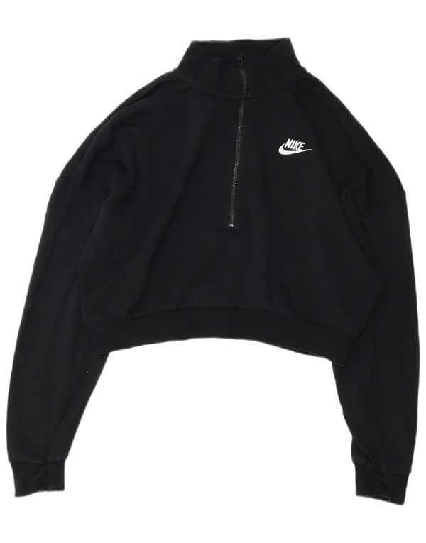 Felpa Nike da donna oversize con collo corto e zip, maglione UK 14, media, nera