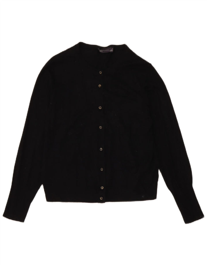 Maglione cardigan da donna Marks & Spencer UK 14 Viscosa nera media