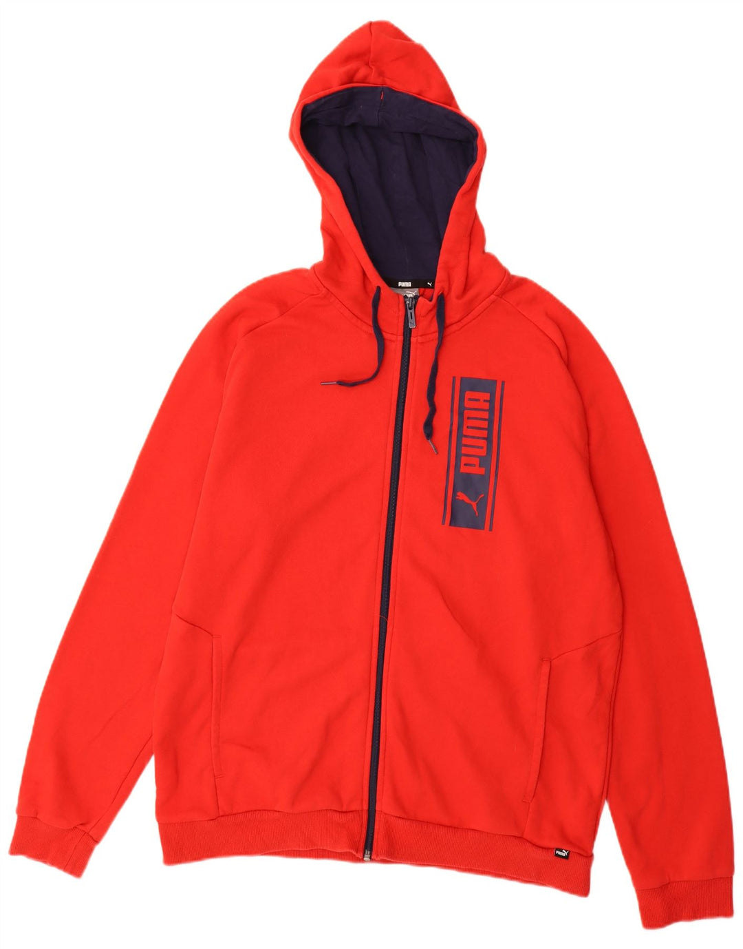 Felpa con cappuccio e zip PUMA da uomo grande in cotone rosso