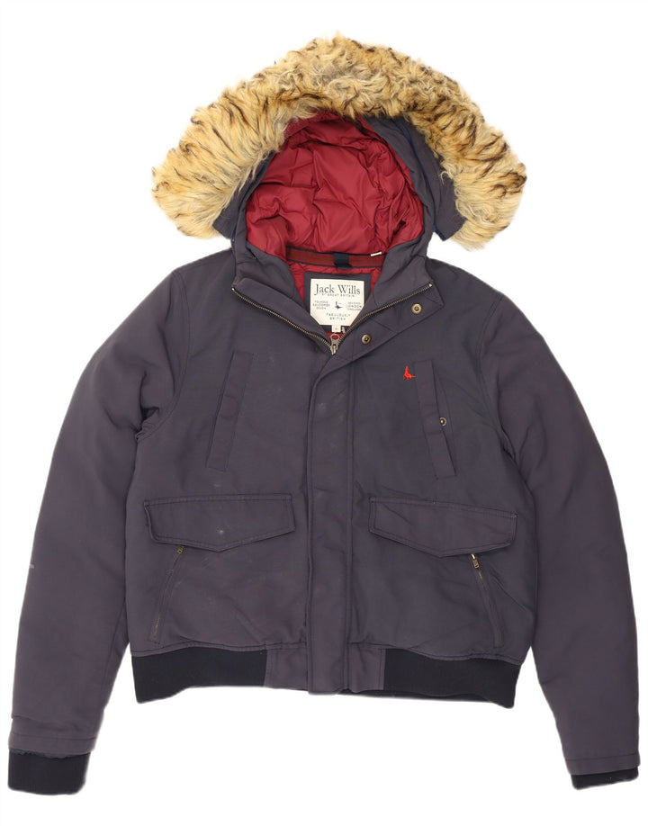 Giacca imbottita con cappuccio da uomo Jack Wills UK 38 medio blu navy