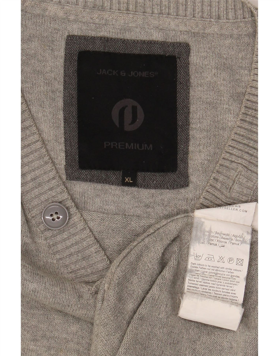 Jack & Jones Maglione da uomo con scollo a V XL in cotone grigio