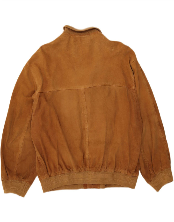 Giubbotto bomber in pelle scamosciata vintage da uomo UK 40 grande beige