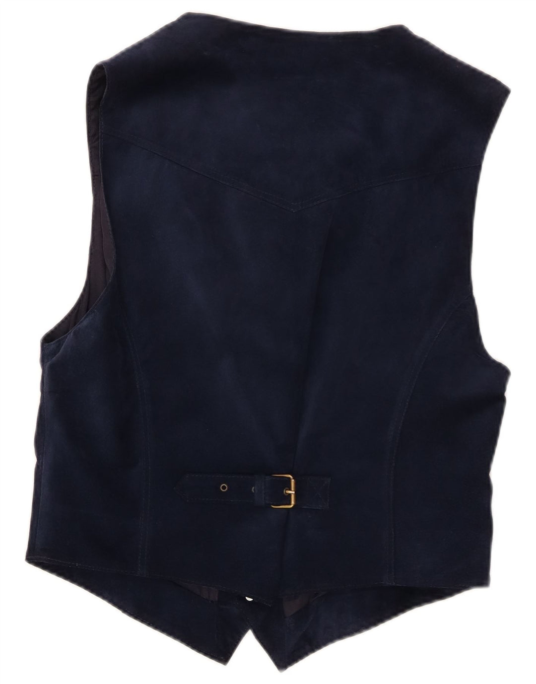 Gilet vintage da uomo in pelle scamosciata piccolo blu navy
