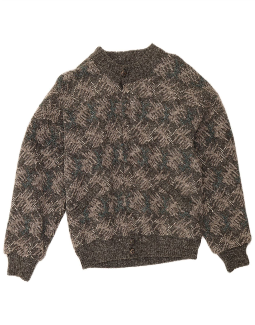 Maglione cardigan da uomo vintage IT 48 Grigio medio geometrico