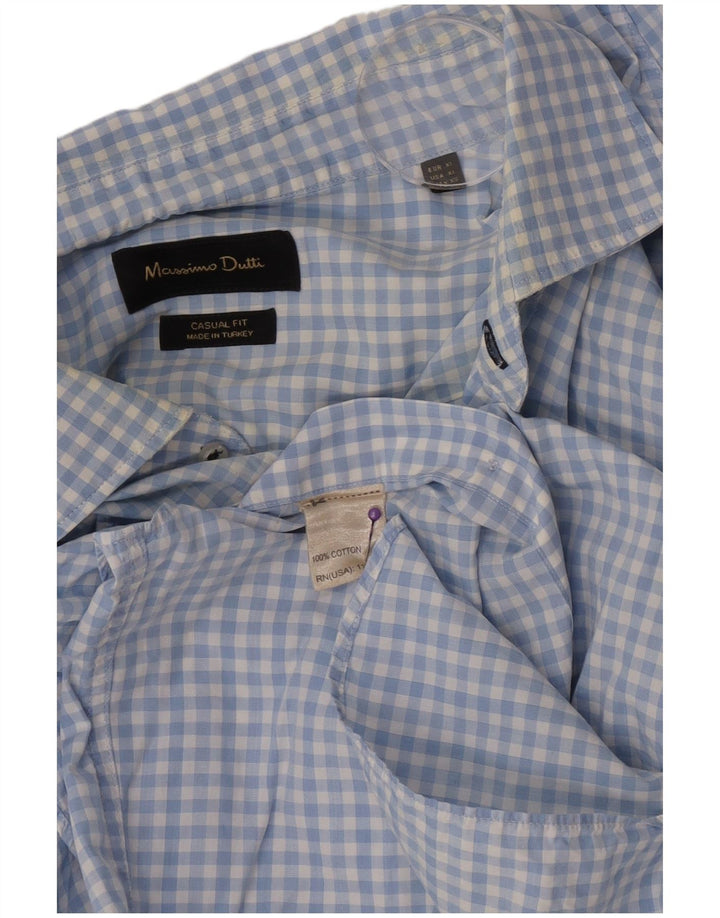 Camicia casual da uomo Massimo Dutti XL in cotone a quadretti blu