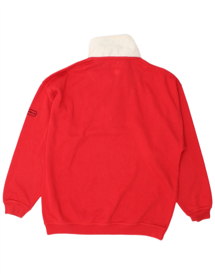 Yachting Club Felpa da uomo con collo abbottonato Maglione grande rosso color block