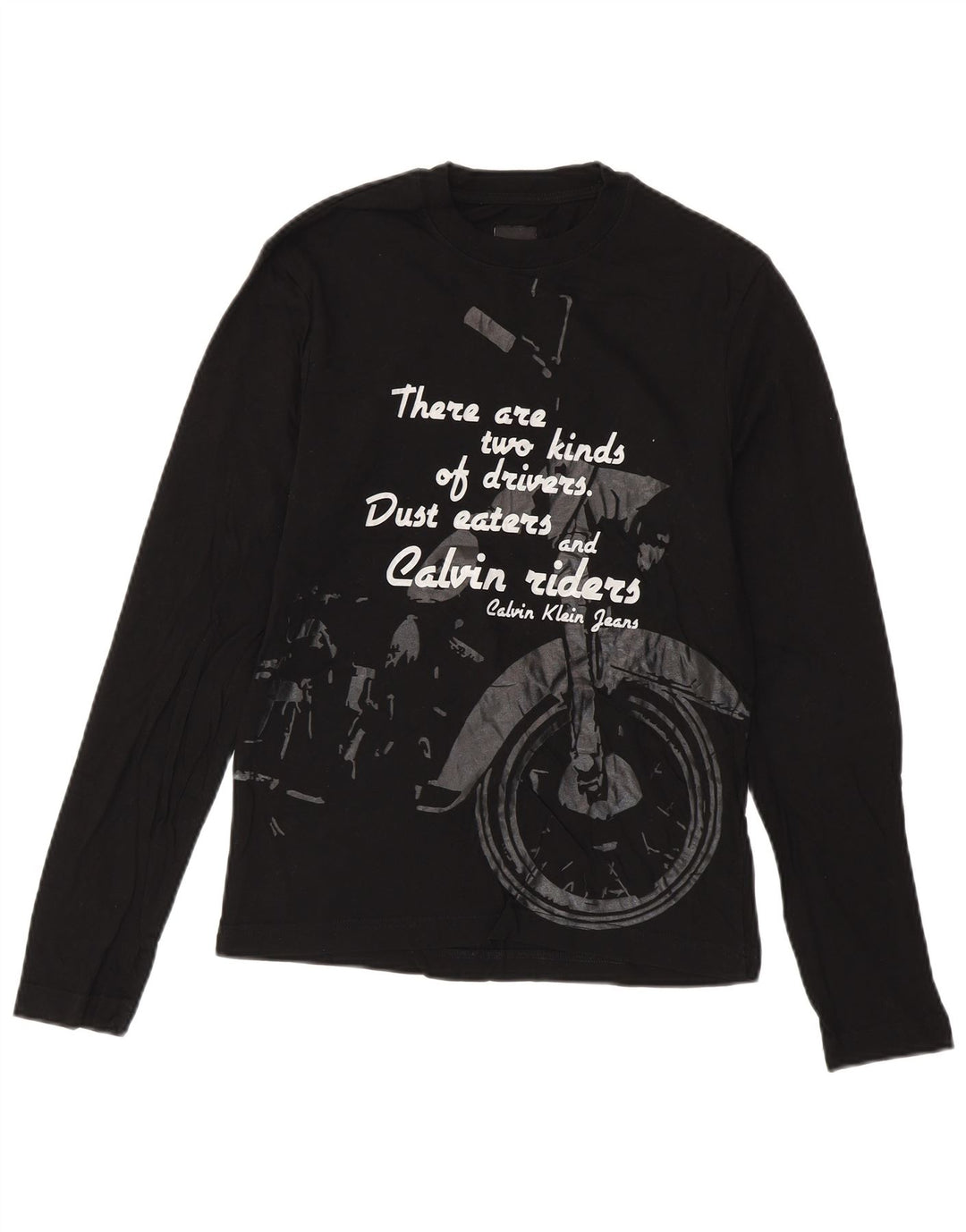 CALVIN KLEIN JEANS Top grafico da uomo a maniche lunghe piccolo in cotone nero