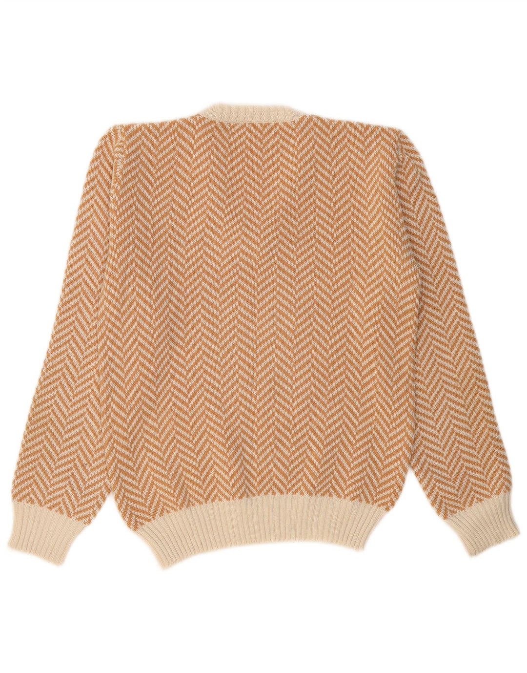Maglione da uomo con scollo a V VINTAGE piccolo a spina di pesce beige