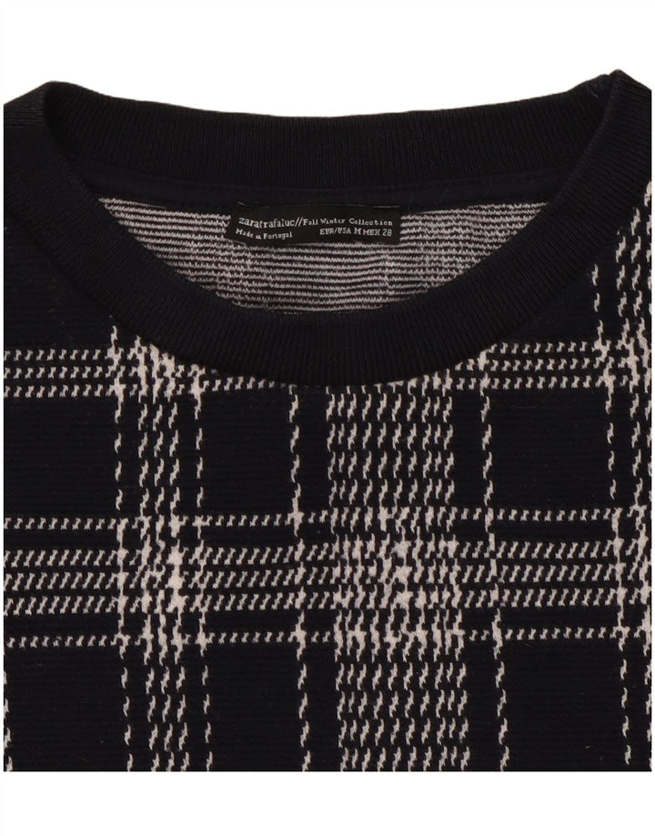 Felpa da Donna ZARA Maglione UK 14 Medium Blu Navy a quadri