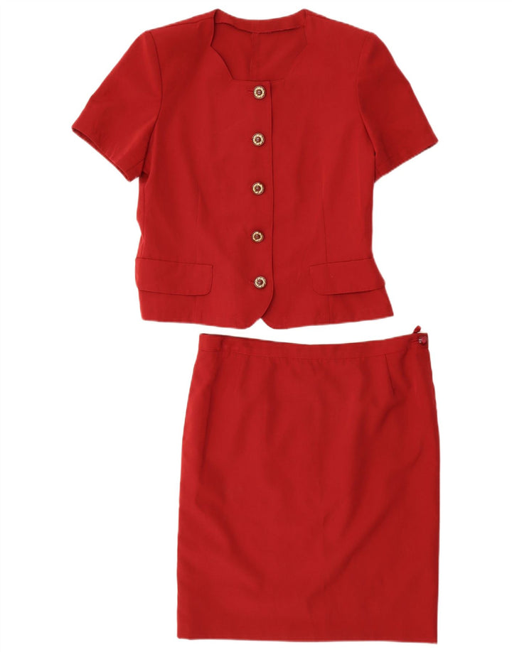 Set gonna vintage da donna a 5 bottoni in 2 pezzi UK 12 medio W30 rosso