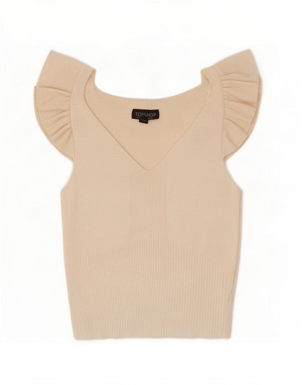 Topshop Camicetta corta da donna Top UK 12 Viscosa bianco sporco medio