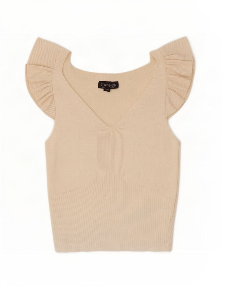 Topshop Camicetta corta da donna Top UK 12 Viscosa bianco sporco medio