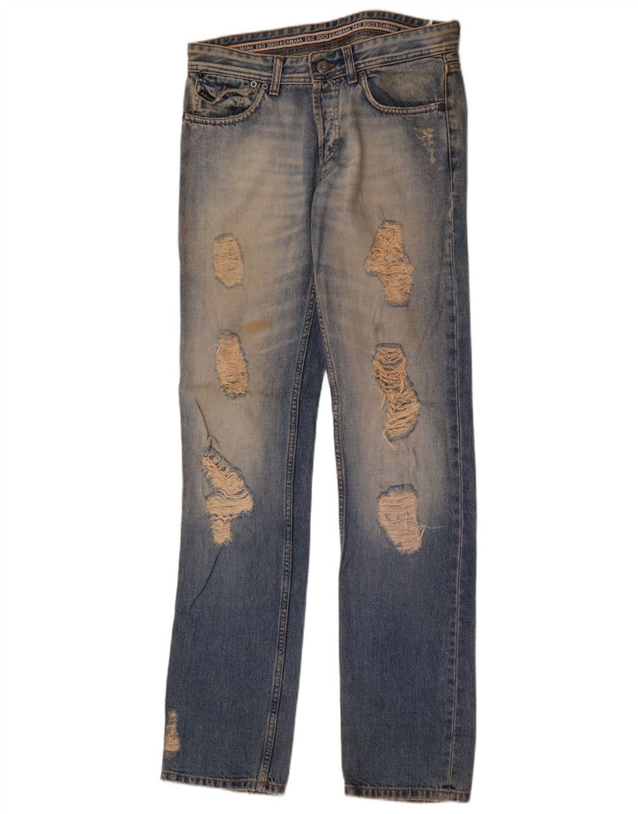 Jeans dritti invecchiati da donna Dolce & Gabbana W32 L37 cotone blu