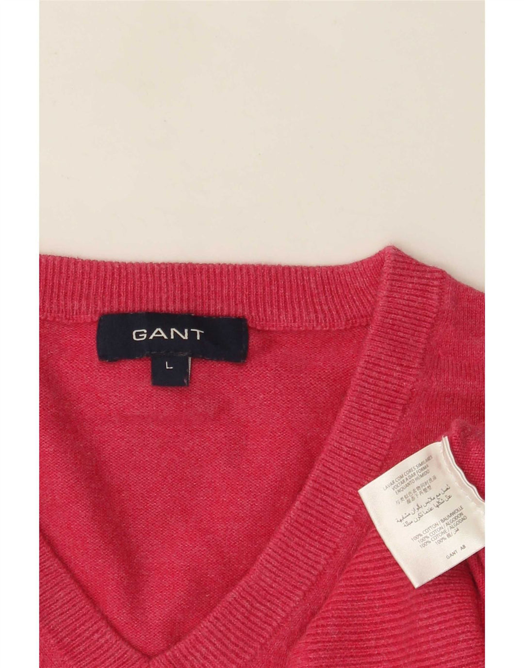 Gant Maglione da uomo con scollo a V grande in cotone rosa