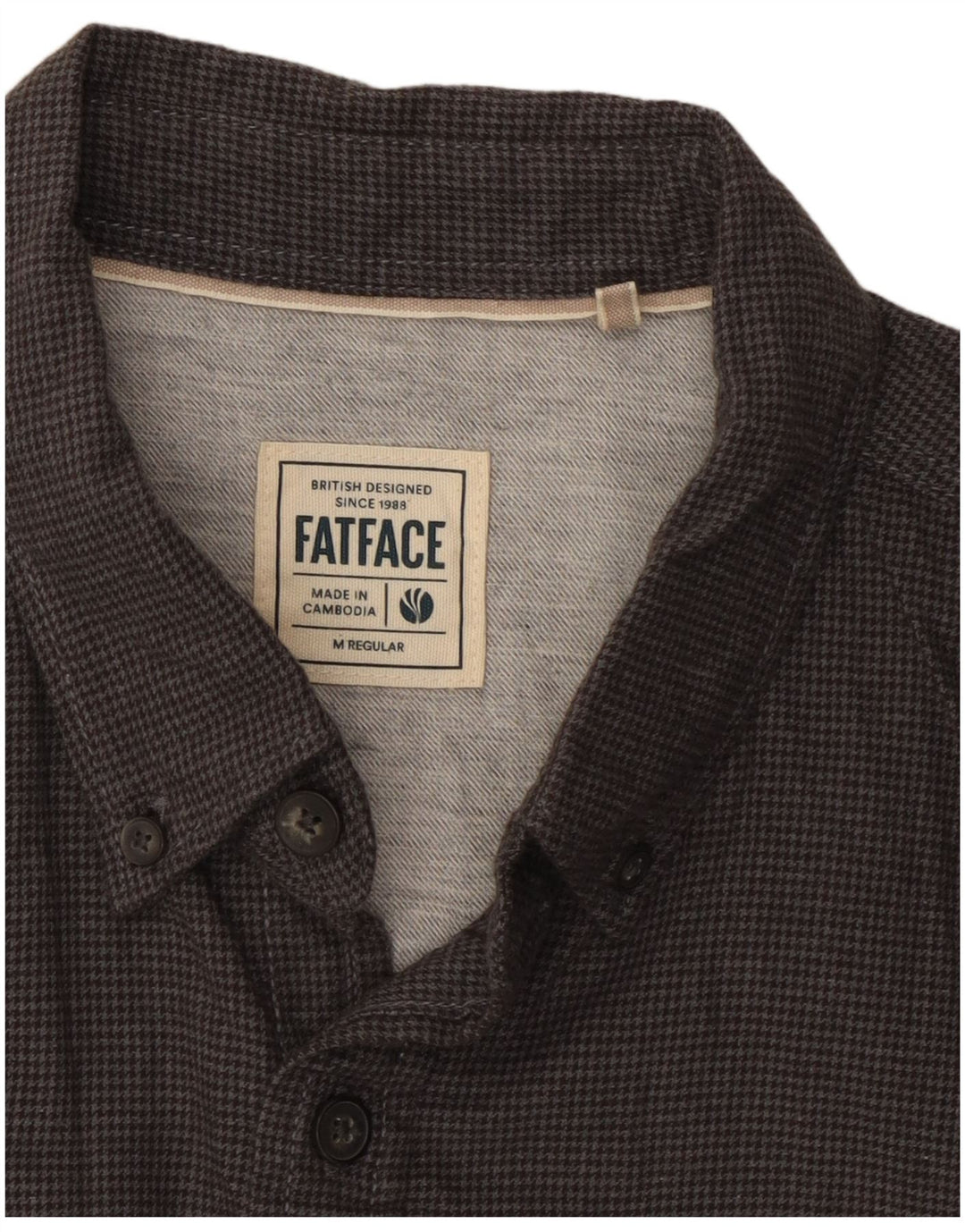 Camicia regolare da uomo Fat Face in cotone pied de poule grigio medio