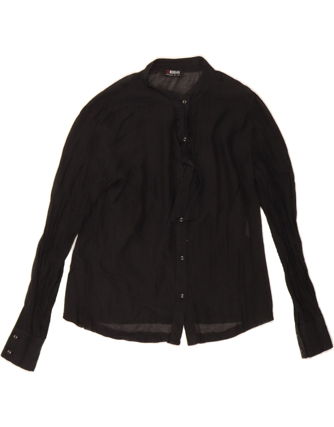MORGAN Womens Front Tie Shirt Blouse UK 10 Small Black Vintage Morgan and Second-Hand Morgan from Messina Hembry 