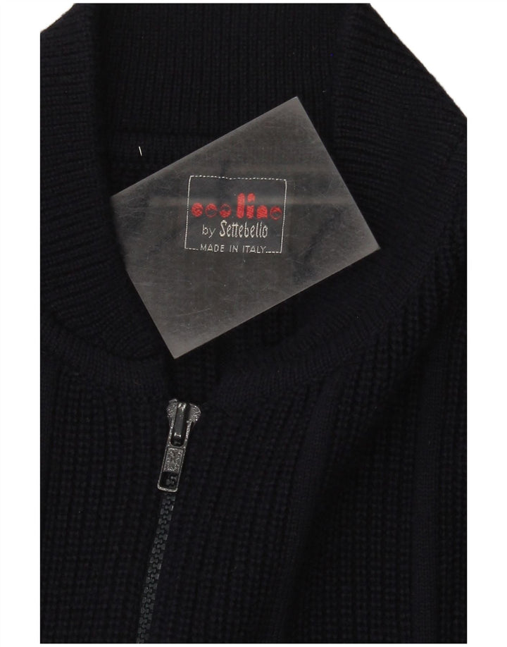 Maglione cardigan da uomo Settebello grande in lana blu navy