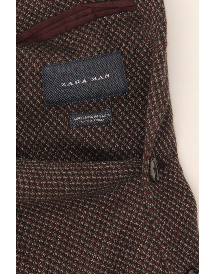 Giacca blazer a 2 bottoni da uomo Zara EU 46 piccola in cotone marrone