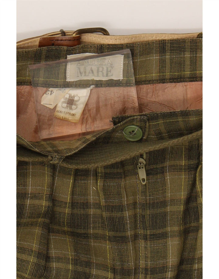 ANDREA MARE Womens Straight Skirt IT 42 Medium W26  Green Check Linen Vintage Andrea Mare and Second-Hand Andrea Mare from Messina Hembry 