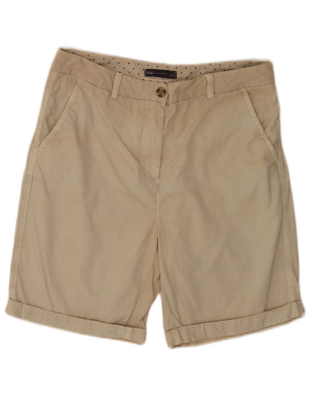 Pantaloncini chino da donna Marks & Spencer UK 12 medi W32 cotone beige