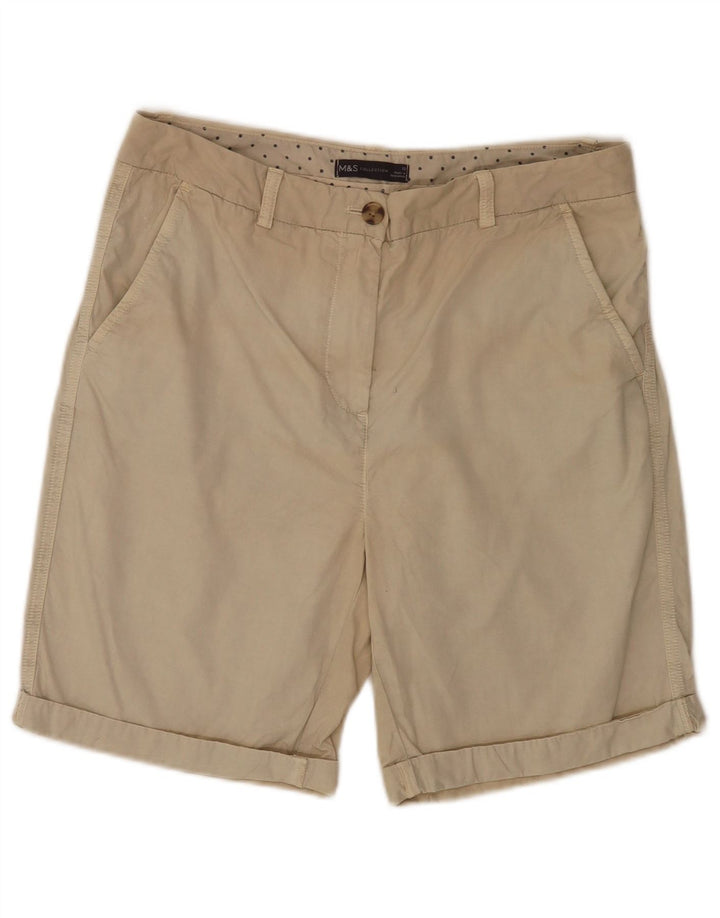 Pantaloncini chino da donna Marks & Spencer UK 12 medi W32 cotone beige