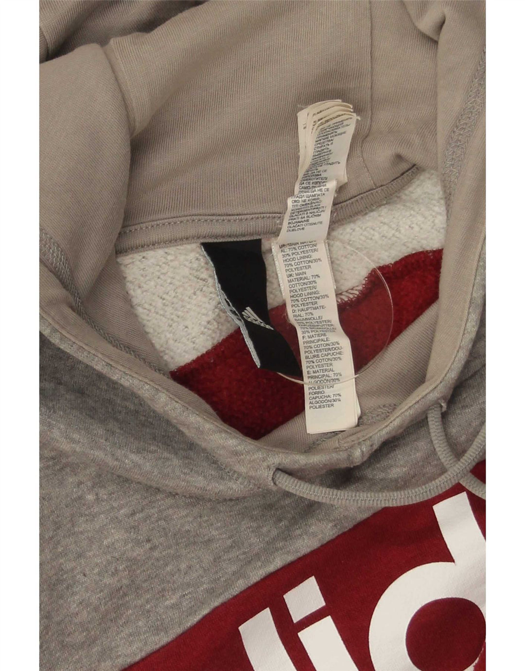 Felpa con cappuccio grafica da uomo Adidas, cotone color block rosso medio