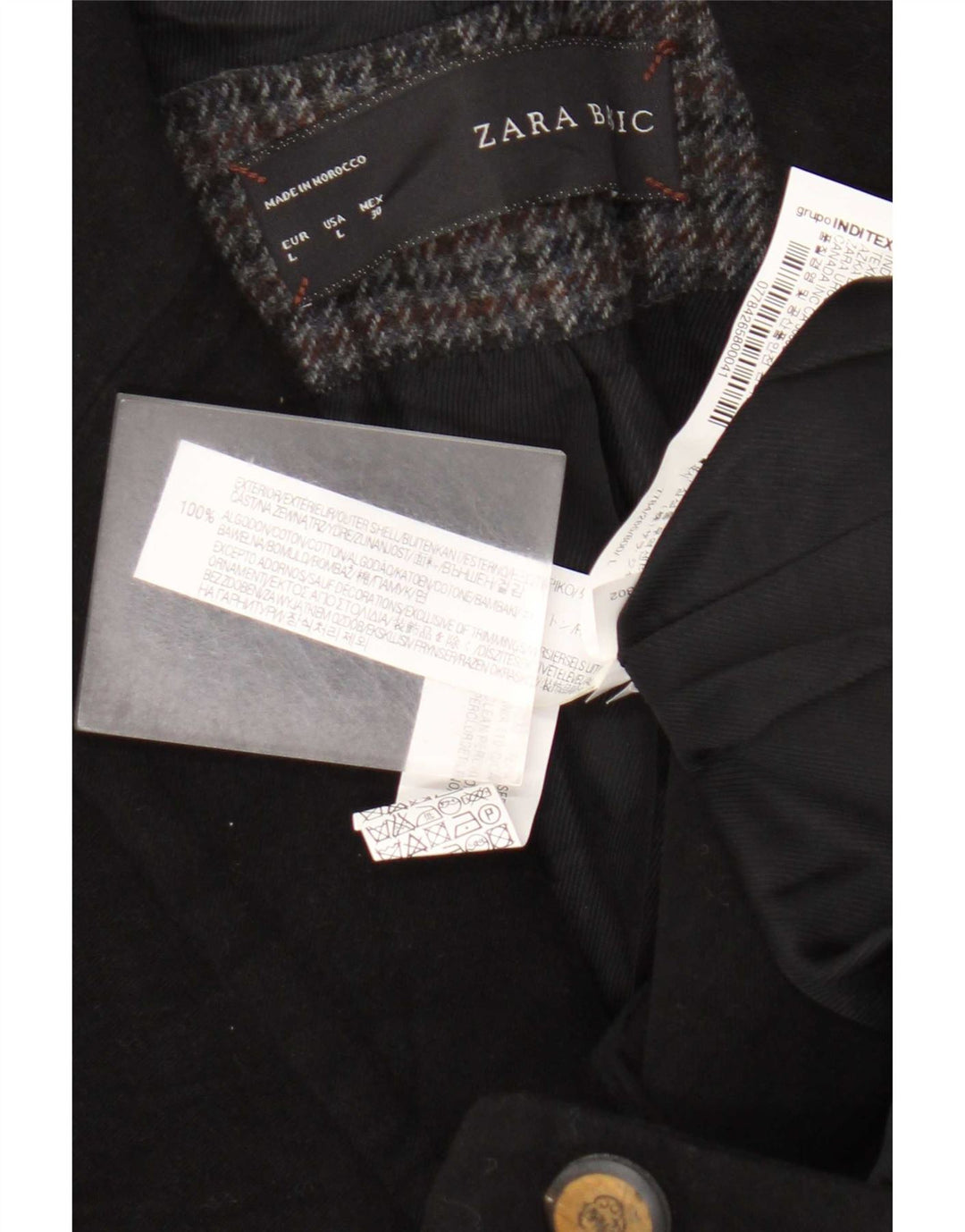 Giacca blazer a 1 bottone da donna Zara UK 14 grande cotone nero