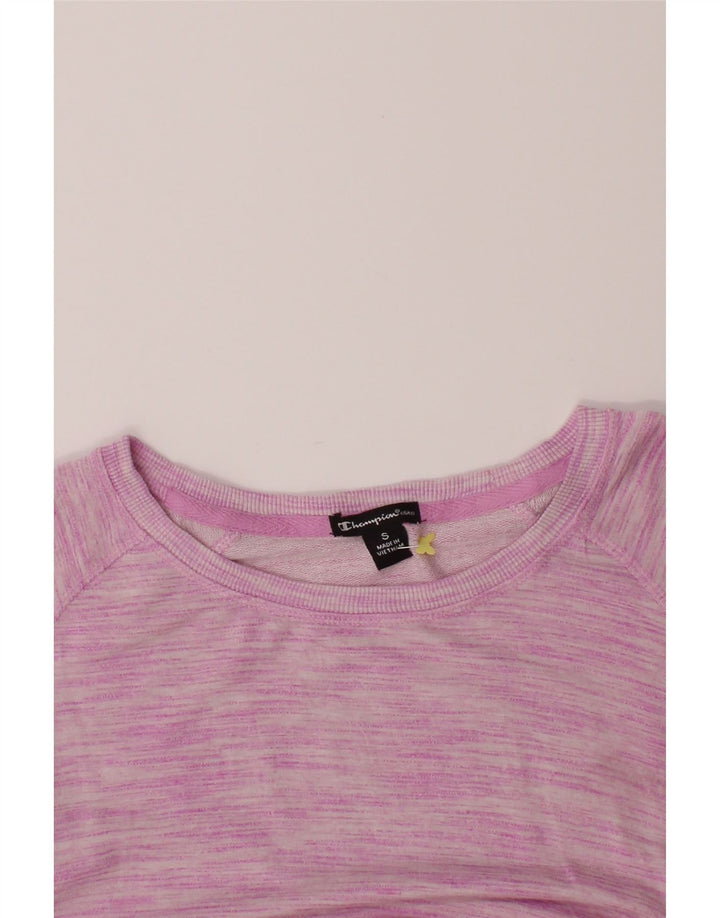 CHAMPION Womens Top Long Sleeve UK 10 Small Pink Striped Rayon Vintage Champion and Second-Hand Champion from Messina Hembry 