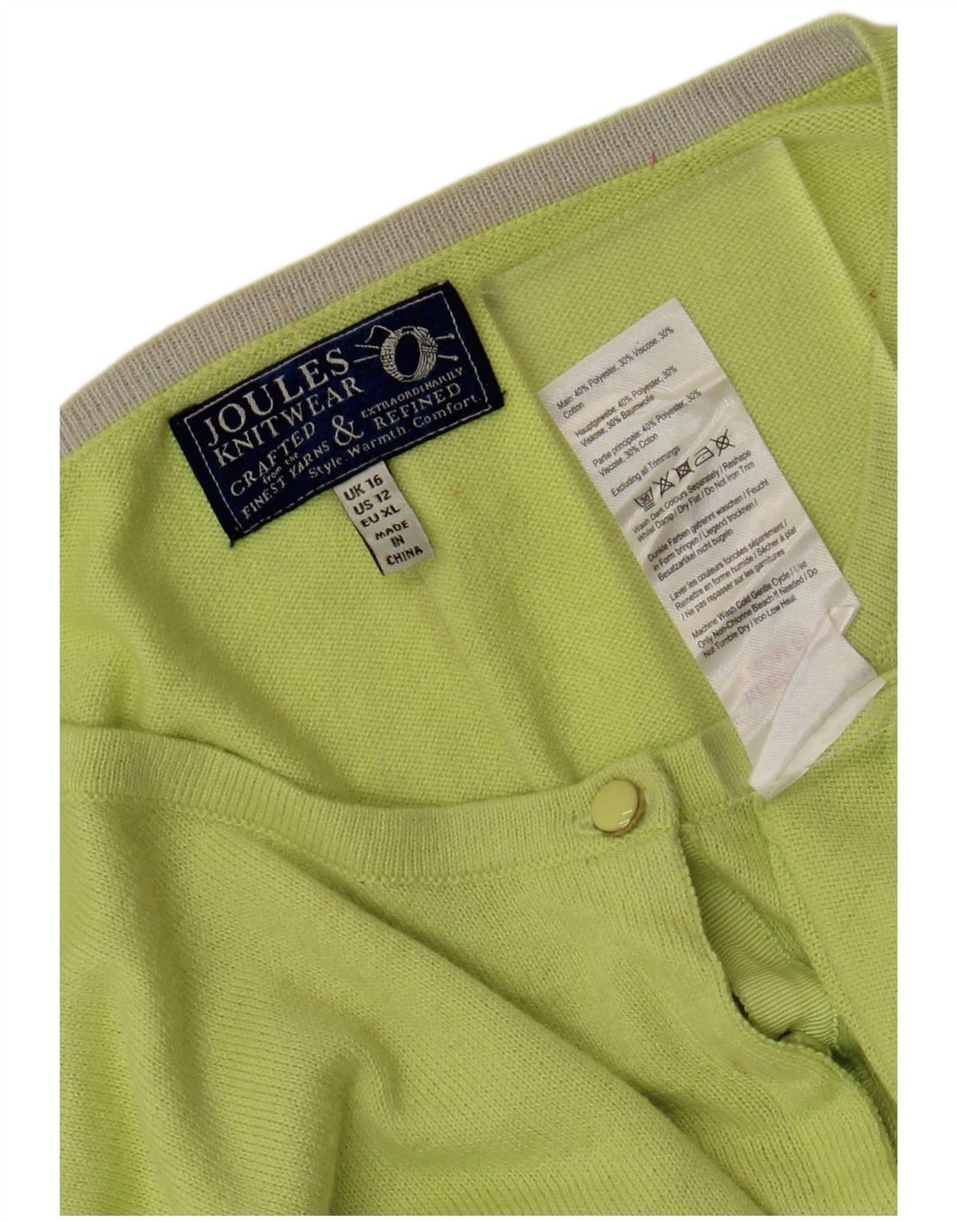 JOULES maglione cardigan da donna UK 16 grande poliestere verde