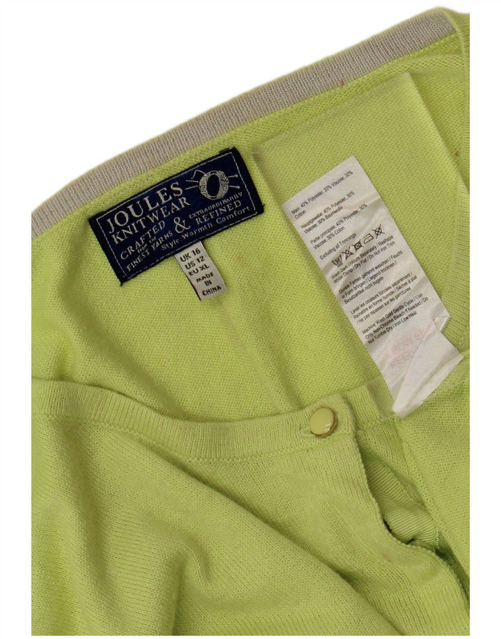 JOULES maglione cardigan da donna UK 16 grande poliestere verde