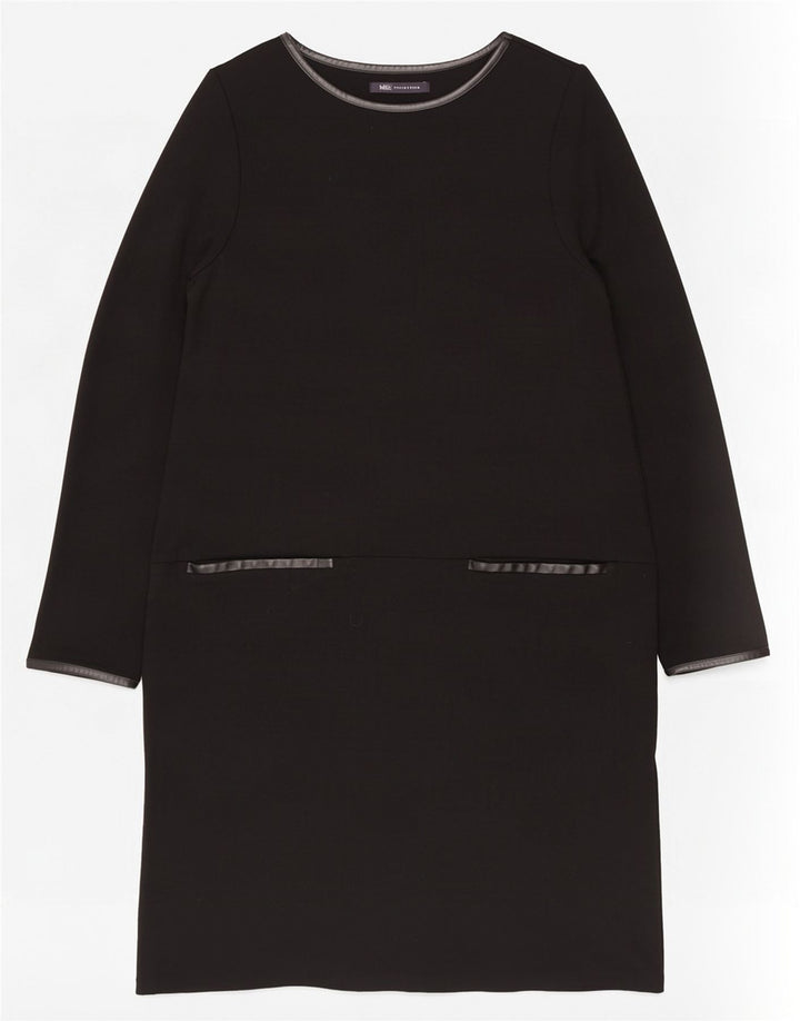 Abito a trapezio a maniche lunghe da donna Marks & Spencer UK 16 grande nero