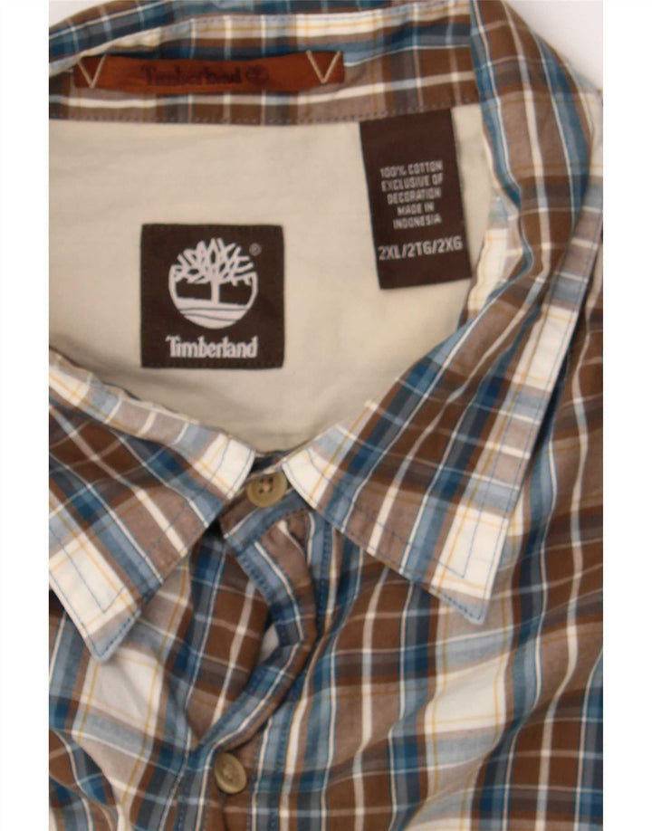 Camicia da uomo Timberland 2XL in cotone a quadri marrone